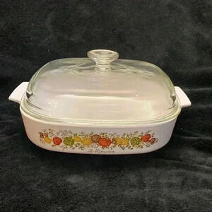 Vintage corningware A-10-B 23cm spice of life Casserole  dish with pyrex lid